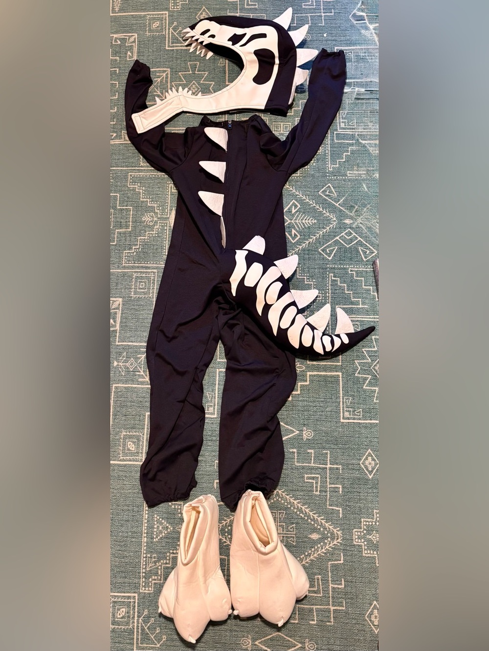 Pottery Barn Kids Black and White Dino Skeleton Jumpsuit